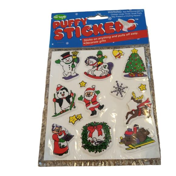 NWT 90s Vintage Christmas Puffy Stickers - Picture 1 of 3
